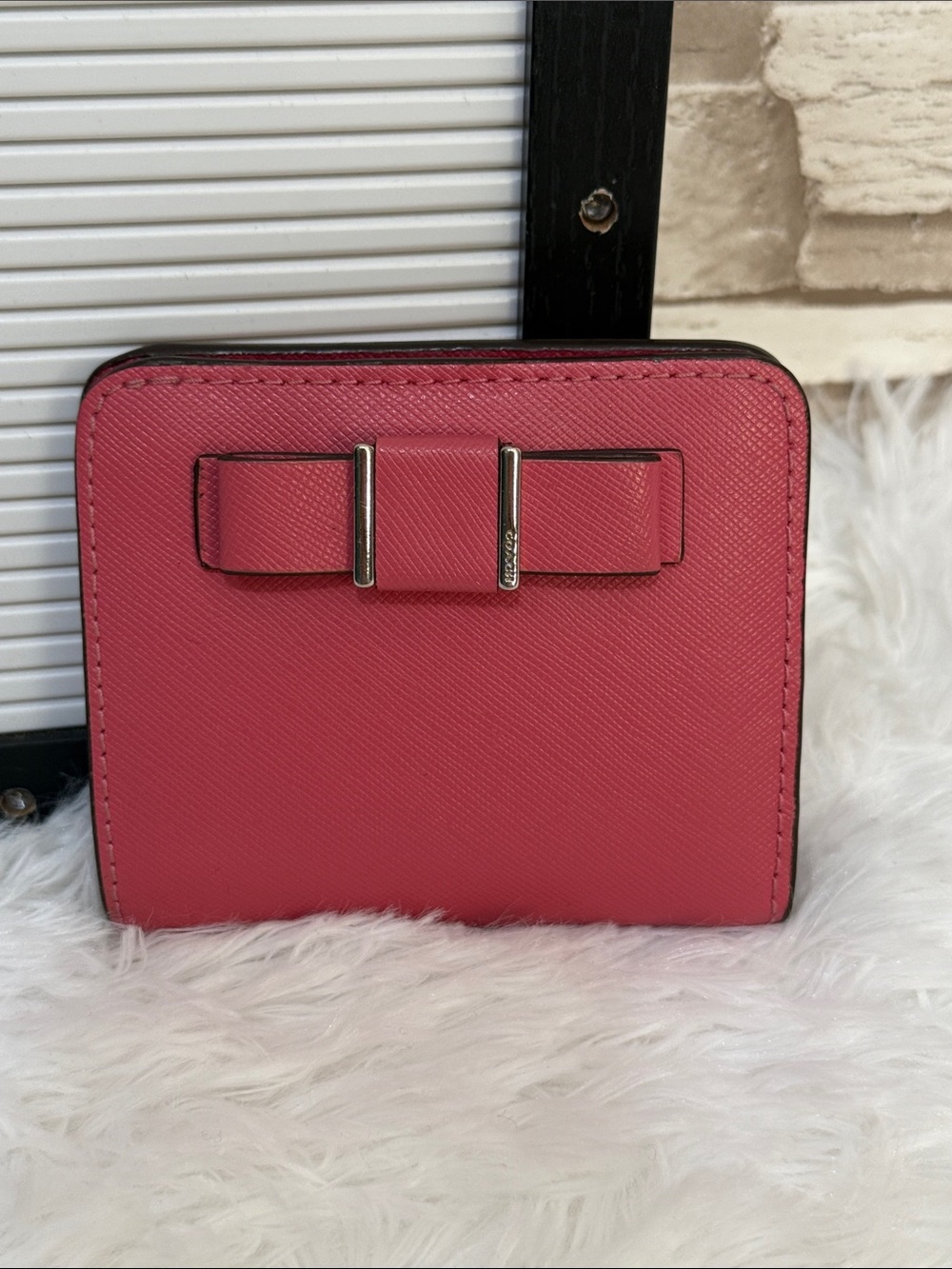 COACH Pink Leather Ribbon Motif Bifold Wallet